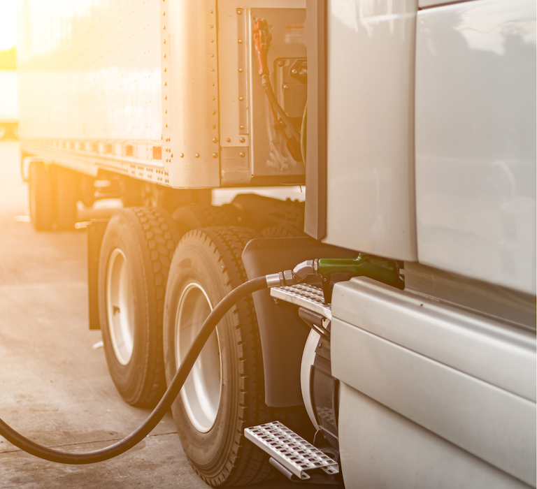 Fuel hose connected to truck